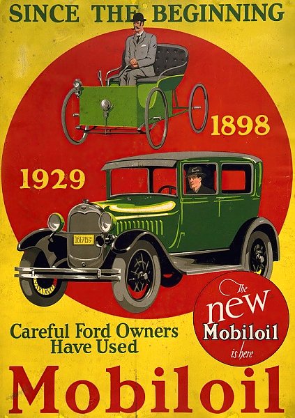 Since the beginning careful Ford owners have used Mobiloil The new Mobiloil is here