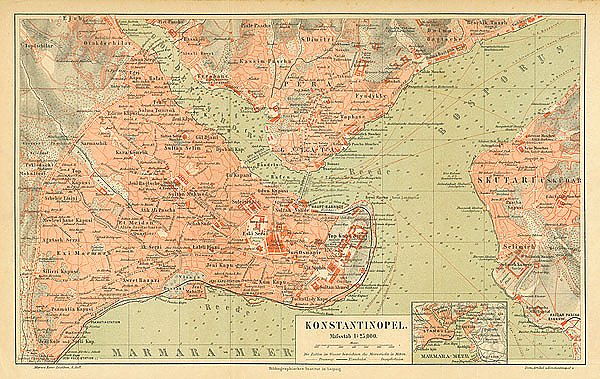 Карта Константинополя, конец 19 в.