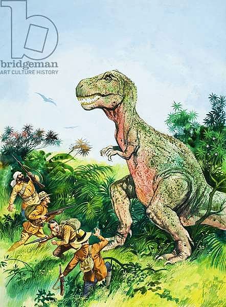 Tyrannosaurus Rex confronting men