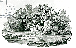 Постер Бевик Томас An Angler in a River Pool, from 'British Birds', 1804 Постер Бевик Томас An Angler in a River Pool, from 'British Birds', 1804