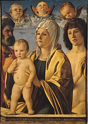 Постер Беллини Джованни The Virgin and Child with St. Peter and St. Sebastian, c.1487 Постер Беллини Джованни The Virgin and Child with St. Peter and St. Sebastian, c.1487