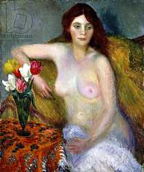Постер Глакенс Уильям Джеймс nude with Tulips, Постер Глакенс Уильям Джеймс nude with Tulips,