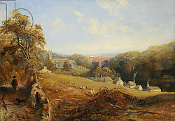 Постер Бау Самуэль Wetheral - View of the River Eden Showing Wetheral Church and Viaduct, and Corby Ferry, c.1845 Постер Бау Самуэль Wetheral - View of the River Eden Showing Wetheral Church and Viaduct, and Corby Ferry, c.1845