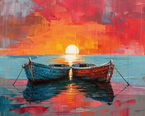 Two boats and the sun