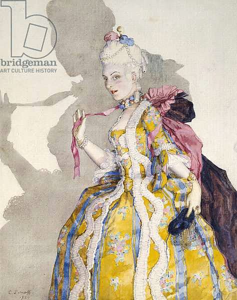 Design for a Costume of a Marquise for the ballerina Tamara Karsavina, 1924