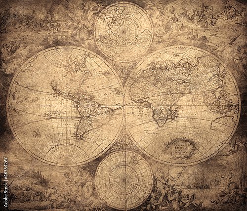 Стилизованная карта мира, 1675-1710