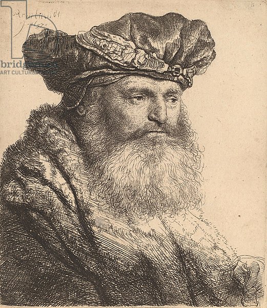 Bearded Man in a Velvet Cap with a Jewel Clasp, 1637