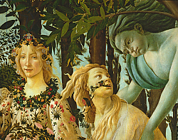 Постер Боттичелли Сандро (Sandro Botticelli) Primavera, detail of Flora and Zephyr, c.1478, Постер Боттичелли Сандро (Sandro Botticelli) Primavera, detail of Flora and Zephyr, c.1478,