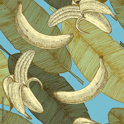 Узор с бананами и листьями