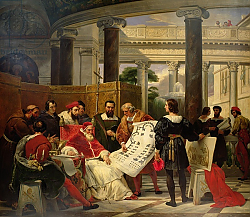 Постер Верне Эмиль Pope Julius II ordering to construct St. Peter's, 1827 Постер Верне Эмиль Pope Julius II ordering to construct St. Peter's, 1827