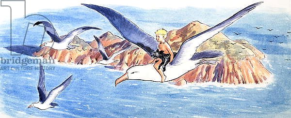 Ride on a Seagull, illustration from 'The Water Babies' by Charles Kingsley, 1965