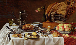Постер Клас Питер Still Life with a Peacock Pie, 1627 Постер Клас Питер Still Life with a Peacock Pie, 1627
