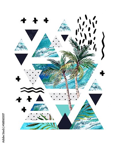 Летняя абстракция с треугольниками и  пальмами