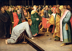 Постер Брейгель Питер Старший Christ and the women taken in adultery, 1628 Постер Брейгель Питер Старший Christ and the women taken in adultery, 1628