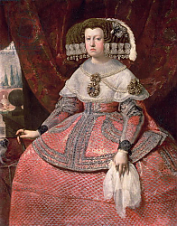 Постер Веласкес Диего (DiegoVelazquez) Queen Maria Anna of Spain in a red dress, 1655-60 Постер Веласкес Диего (DiegoVelazquez) Queen Maria Anna of Spain in a red dress, 1655-60