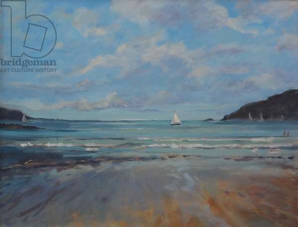 Northsands Salcombe , sailing . oil on canvas , 2016