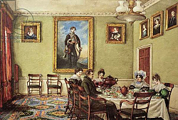Постер Бест Мари Dining room at Langton Hall, family at breakfast, c.1832-3 Постер Бест Мари Dining room at Langton Hall, family at breakfast, c.1832-3