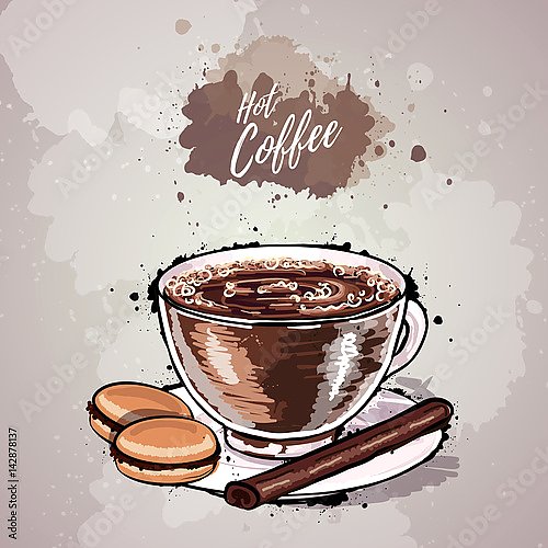 Иллюстрация со стеклянной чашкой кофе