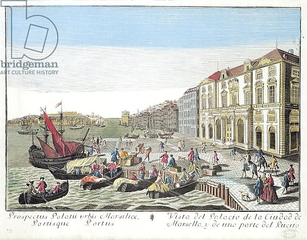Perspective view of the Town Hall and part of the harbour at Marseille, c.1770