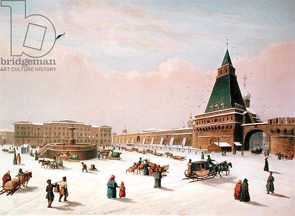 Loubyanska Square in Moscow, printed by Louis-Pierre-Alphonse Bichebois, 1830