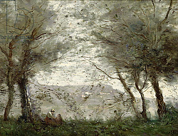 Постер Коро Жан (Jean-Baptiste Corot) The Pond at Ville-d'Avray through the Trees, 1871 Постер Коро Жан (Jean-Baptiste Corot) The Pond at Ville-d'Avray through the Trees, 1871