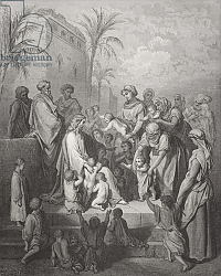 Постер Доре Гюстав Jesus Blessing the Children, illustration from Dore's 'The Holy Bible', engraved by Pannemaker, 1866 Постер Доре Гюстав Jesus Blessing the Children, illustration from Dore's 'The Holy Bible', engraved by Pannemaker, 1866