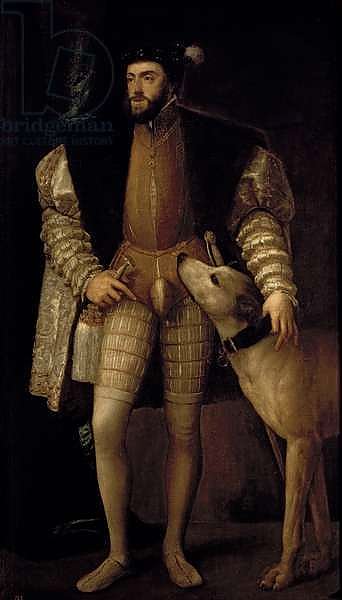 Charles V Holy Roman Emperor and King of Spain with his Dog, 1533