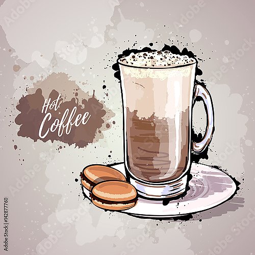 Иллюстрация с высоким стаканом кофе