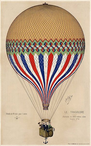 Воздушный шар под французским флагом в Париже, 6 июня 1874 г.