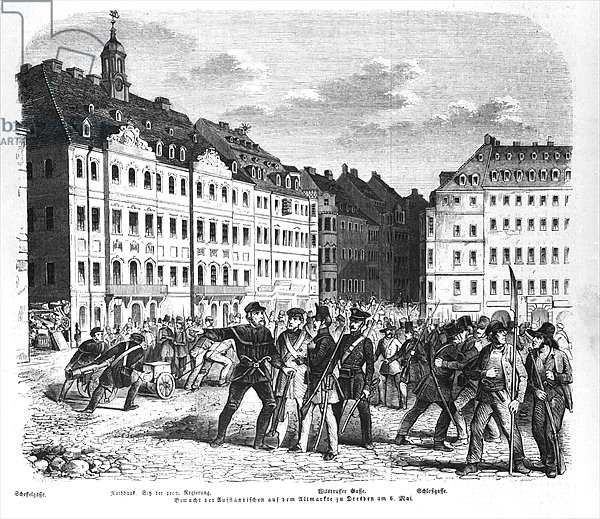 Uprising in Dresden on 6th March 1848, illustration from 'Illustrierte Zeitung'