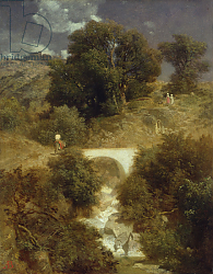 Постер Боклин Арнольд Roman Landscape with a Bridge, 1863 Постер Боклин Арнольд Roman Landscape with a Bridge, 1863