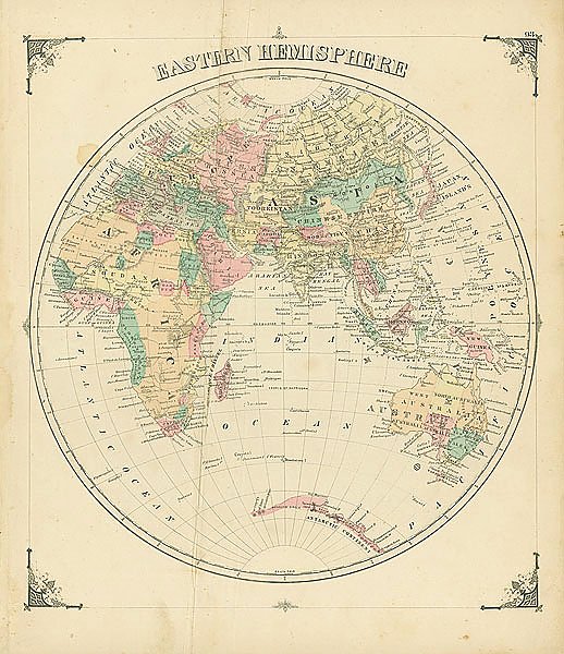 Карта Восточного полушария, 19 в. 1