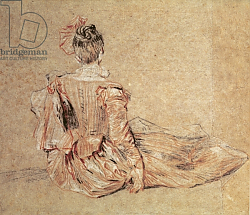 Постер Ватто Антуан (Antoine Watteau) Study of a woman seen from the back, 1716-18 Постер Ватто Антуан (Antoine Watteau) Study of a woman seen from the back, 1716-18