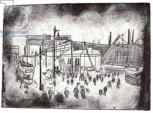 Belfast Docks, 2015, dry-point etching