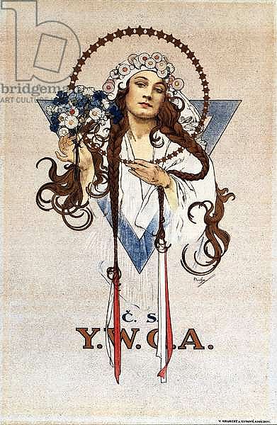 Czechoslovak YWCA Poster for the Young Women's Christian Association YWCA in Czechoslovakia Lithograph by Alphonse Mucha 1922 Dim 54x82 cm Private collection