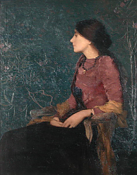 Постер Аман Жан Эдмон Seated Portrait of Thadee-Caroline Jacquet, later Madame Aman-Jean, before 1892 Постер Аман Жан Эдмон Seated Portrait of Thadee-Caroline Jacquet, later Madame Aman-Jean, before 1892