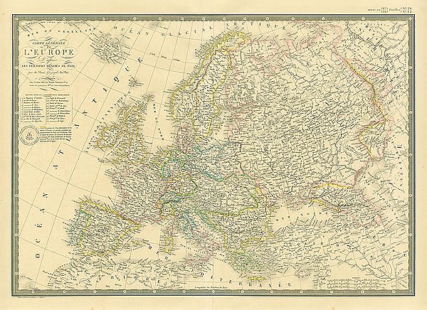 Карта Европы, включая европейскую часть России, 1828 г. 1
