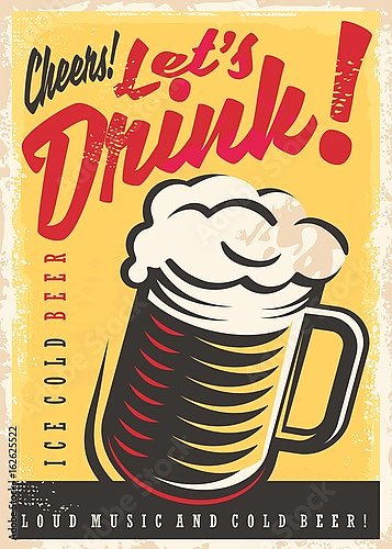 Let's drink - пивной ретро плакат 