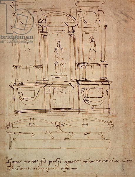 Study for a double tomb for the Medici Tombs in the New Sacristy, 1521