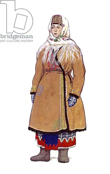 Russian traditional dress - illustration by N. Vinogradova. 2