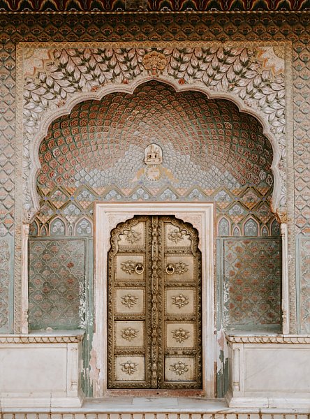 Богато украшенный дверной проем, индийская архитектура, Джайпур