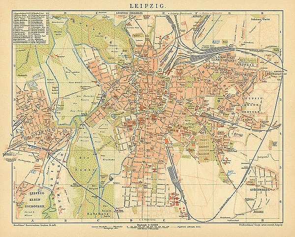 Карта Лейпцига, конец 19 в. 2