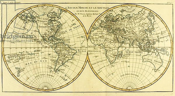 Map of the World in two Hemispheres, 1780