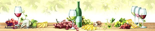 Акварельное вино и виноград