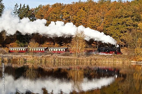 Сеть узкоколейных железных дорог в Гарце осенью, Германия
