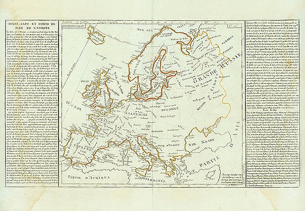 Карта островов, мысов и морских портов Европы из атласа Geographie Moderne J.B.L. Clouet, 1787 1