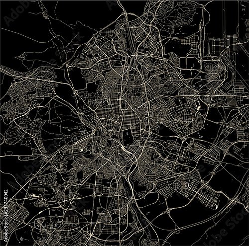 План города Мадрид, Испания, в черном цвете