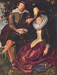 Постер Рубенс Петер (Pieter Paul Rubens) Автопортрет с женой Изабеллой Брант в зарослях жимолости Постер Рубенс Петер (Pieter Paul Rubens) Автопортрет с женой Изабеллой Брант в зарослях жимолости