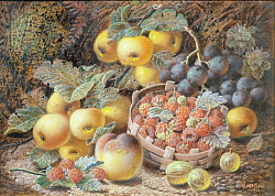 Постер Клер Оливер Still Life of Apples, Grapes, Raspberries, Gooseberries and Peach Постер Клер Оливер Still Life of Apples, Grapes, Raspberries, Gooseberries and Peach