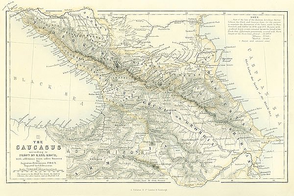 Подробная карта главного кавказского хребта